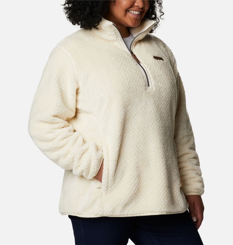 Women's Columbia Fireside Quarter Zip Sherpa Fleece Sweatshirts Cream | Plus Size CA-B43C1